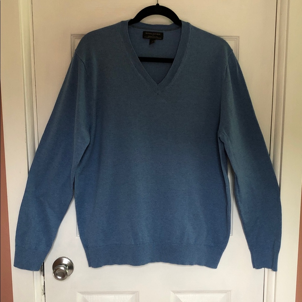 Banana Republic Men’s Luxe Yarn Cotton/silk/cashmere Blend Blue Sweater Large